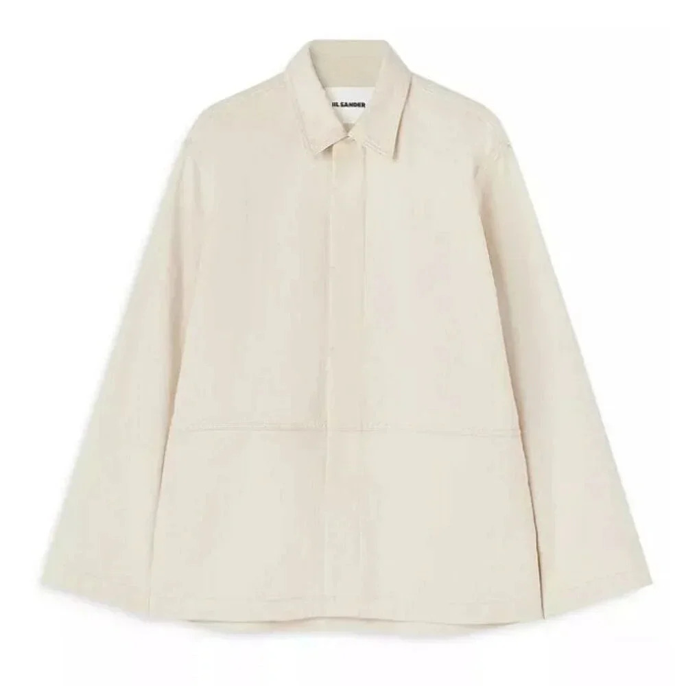Jil Sander Men's Natural Beige Oversized Denim Button Down Shirt Made in Japan
